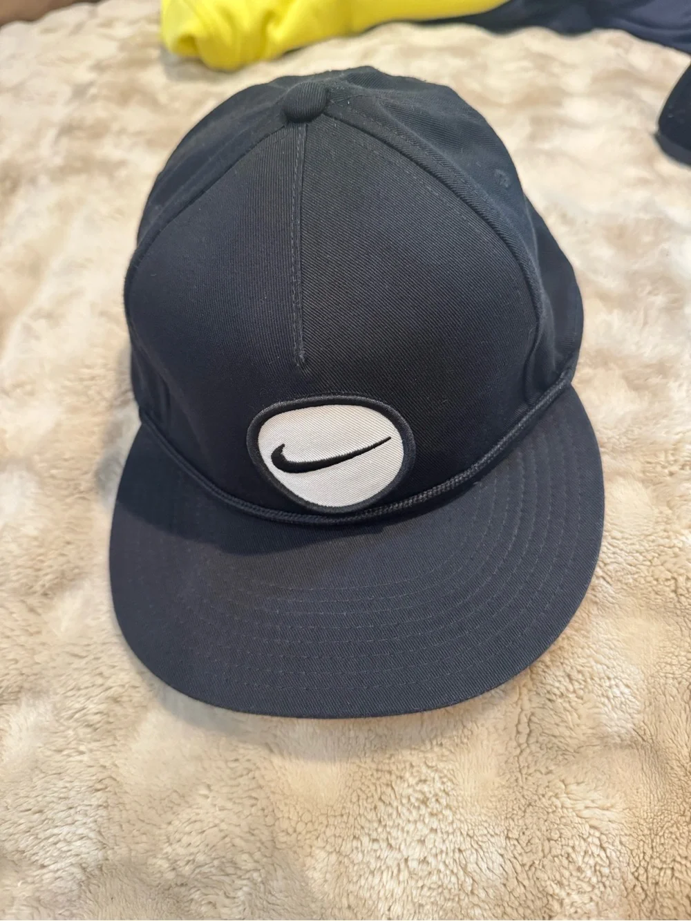 Nike Black Snapback with White Swoosh Patch